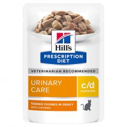 24 + 12 gratis! 36 x 85 g Hill’s Prescription Diet - c/d Multicare Urinary Care mit Huhn