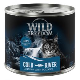 24 x 200 g Wild Freedom + 45 g Hühnerherzen gratis! - Cold River - Seelachs & Huhn