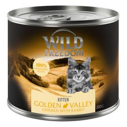 24 x 200 g Wild Freedom + 45 g Hühnerherzen gratis! - Kitten Golden Valley - Kaninchen & Huhn