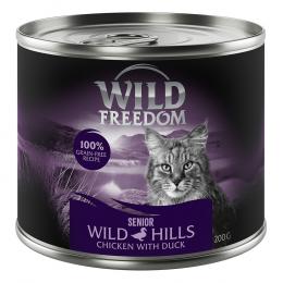 24 x 200 g Wild Freedom + 45 g Hühnerherzen gratis! - Senior Wild Hills Ente & Huhn