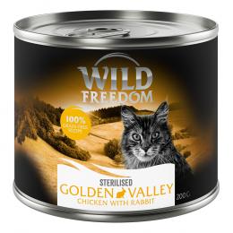 24 x 200 g Wild Freedom + 45 g Hühnerherzen gratis! - Sterilised Golden Valley - Kaninchen & Huhn