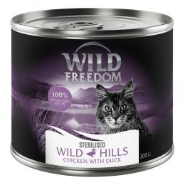 24 x 200 g Wild Freedom + 45 g Hühnerherzen gratis! - Sterilised Wild Hills - Ente & Huhn