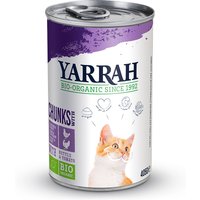 24 x 405 g | Yarrah | Bio-Bröckchen mit Huhn, Truthahn, Brennessel & Tomate | Nassfutter | Katze