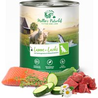 24 x 800 g | Müller’s Naturhof | Lamm und Lachs | Nassfutter | Hund