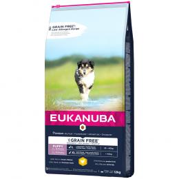 3 kg / 12 kg Eukanuba Grain Free zum Sonderpreis! - 12 kg Puppy Large Breed Huhn