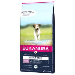 3 kg / 12 kg Eukanuba Grain Free zum Sonderpreis! - 12 kg Puppy Small / Medium Breed mit Lachs