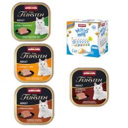 32 x 100 g Mixpaket animonda Vom Feinsten + 6 x 30 g Mixed Pack Milkies Knuspertaschen - Raffinierte Geflügel-Kreationen (4 Sorten)