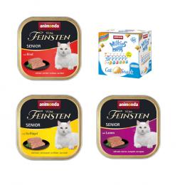 32 x 100 g Mixpaket animonda Vom Feinsten + 6 x 30 g Mixed Pack Milkies Knuspertaschen - Senior (3 Sorten)