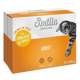 40 + 8 gratis! 85 g Smilla Häppchen mit Gemüse - Adult mit Huhn und Karotten