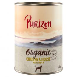 5 + 1 gratis! 6 x 400/800 g Purizon Nassfutter - Organic Huhn und Gans mit Kürbis (6 x 400 g)