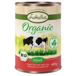 5 + 1 GRATIS! 6 x 400 g Lukullus Organic - Adult Rind (glutenfrei)