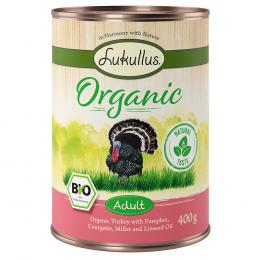 5 + 1 GRATIS! 6 x 400 g Lukullus Organic - Adult Truthahn (glutenfrei)