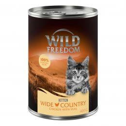 5 + 1 gratis! 6 x 400 g Wild Freedom (getreidefreie Rezeptur) - Kitten: Wide Country - Kalb & Huhn