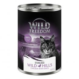 5 + 1 gratis! 6 x 400 g Wild Freedom (getreidefreie Rezeptur) - Sterilised Wild Hills - Ente & Huhn