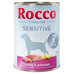 5 + 1 gratis! Rocco Sensitive 6 x 400 g  - Truthahn & Kartoffeln
