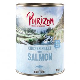 6 x 200 g / 400 g Purizon Adult zum Probierpreis - Hühnerfilet mit Lachs (6 x 400 g)