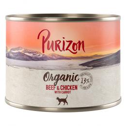 6 x 200 g / 400 g Purizon Adult zum Probierpreis - Purizon Organic  Rind und Huhn mit Karotte (6 x 200 g)