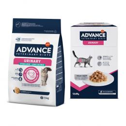 7,5 kg / 8 kg Advance Veterinary Diets + 12 x 85 g passendes Nassfutter zum Sonderpreis! - 7,5 kg Urinary Sterilized Low Calorie + 12 x 85 g Urinary