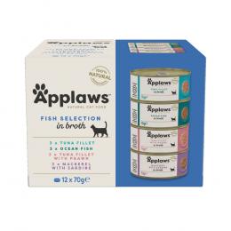 Applaws Adult Dose Mix 12 x 70 g - Mixpaket Fisch in Brühe (4 Sorten)