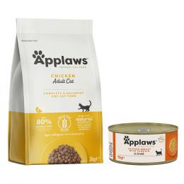 Applaws Mischfütterung: Trocken- & Nassfutterpaket - 2 kg Adult Huhn + 6 x 156 g Huhn & Kürbis