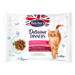 Butcher's Delicious Dinners Katze 32 x 100 g - Mix: Huhn & Leber, Huhn & Rind