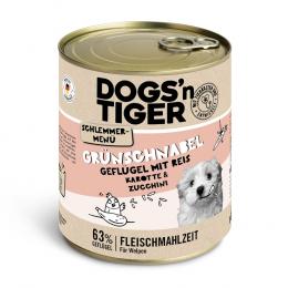 Dogs'n Tiger Schlemmermenü für Hunde 6 x 800 g - Geflügel mit Naturreis, Karotten und Zucchini (Junior)