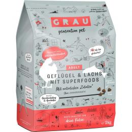 Grau Katzenfutter Geflügel & Lachs mit Superfoods 2 kg (10,97 € pro 1 kg)