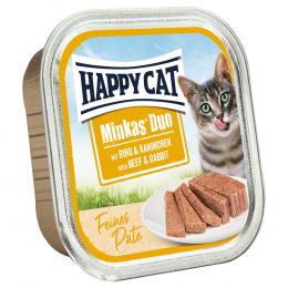 Happy Cat Minkas Duo Häppchen auf Paté Schälchen - Rind & Kaninchen 16 x 100 g