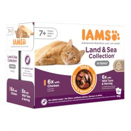 IAMS Advanced Nutrition Senior Land & Sea Collection in Sauce - Sparpaket: 24 x 85 g