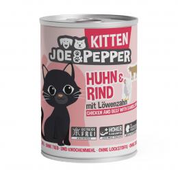 Joe & Pepper Cat Kitten Huhn & Rind mit Löwenzahn 6x400g