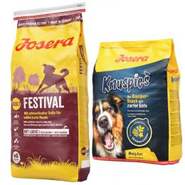 Josera Kombi-Paket: 12,5 kg Adult Trockenfutter + 3 x 900 g Knuspersnacks - Festival 12,5 kg + Knuspies 3 x 900 g