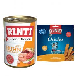 Kombi-Paket RINTI Kennerfleisch + RINTI Chicko Hundesnacks - Kennerfleisch Huhn 12 x 400 g + Chicko Huhn 2 x 500 g