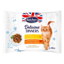 Megapack Butcher's Delicious Dinners Katze 64 x 100 g - Mix: Huhn, Huhn & Truthahn