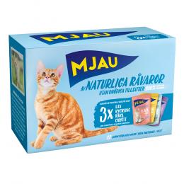 Mjau Cat Pouch 12 x 85 g - Mixpaket Fisch & Fleisch Menü in Gelee (4 Sorten)