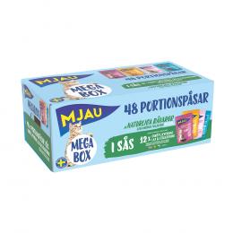 Mjau Multibox 48 x 85 g - Mix in Soße (Rind, Hühnchen, Forelle, Lachs)
