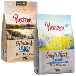 Probiermix Purizon 2 x 400 g  - Sterilised Lachs mit Huhn + Single Meat Lachs