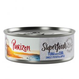 Purizon Superfoods 12 x 70 g - Thunfisch mit Kabeljau, Süßkartoffel und Apfel