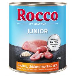 Rocco Junior 6 x 400 / 800 g 6 x 800 g: Geflügel mit Hühnerherzen und Reis