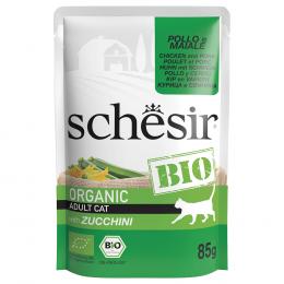 Schesir Bio Pouch 6 x 85 g - Bio-Huhn & Bio-Schwein