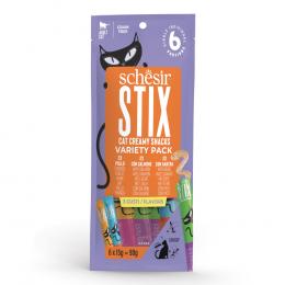 Schesir Stix Creamy Snacks 90 g - Sparpaket: 2 x 90 g Huhn, 2 x 90 g Lachs, 2 x 90 g Ente