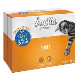 Smilla Frischebeutel Adult Chunks in Gravy mit Gemüse - Forelle und grünen Bohnen (24 x 85 g)