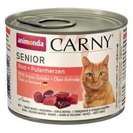 Sparpaket animonda Carny Senior 24 x 200 g Katzenfutter - Rind & Putenherzen