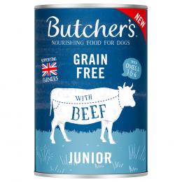 Sparpaket Butcher's Original Getreidefrei für Hunde 48 x 400 g - Junior mit Rind