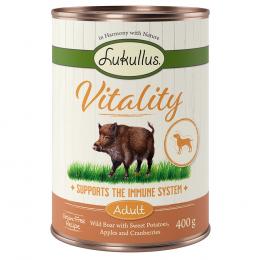 Sparpaket Lukullus Vitality 24 x 400 g - Unterstützung für das Immunsystem: Wildschwein (getreidefrei)
