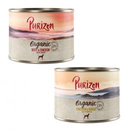 Sparpaket Purizon 24 x 140g/200g/300 g zum Sonderpreis - Purizon Organic Mixpaket: 3 x Huhn mit Gans, 3 x Rind mit Huhn 200g