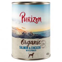 Sparpaket Purizon 24 x 400 g zum Sonderpreis - Organic: Lachs und Huhn mit Spinat