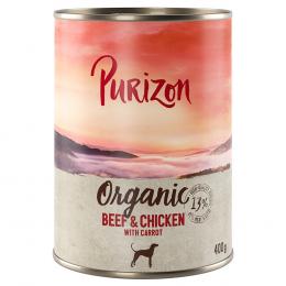 Sparpaket Purizon 24 x 400 g zum Sonderpreis - Organic: Rind und Huhn mit Karotte