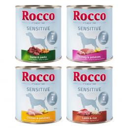 Sparpaket Rocco Sensitive  24 x 400 / 800 g 24 x 800 g: Mix: Huhn, Lamm, Wild & Truthahn