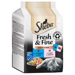 Sparpaket Sheba Fresh & Fine Frischebeutel 72 x 50 g Katzenfutter - Fisch Variation