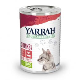 Sparpaket Yarrah Bio Chunks 12 x 405 g - Bio Huhn & Bio Rind mit Bio Brennnesseln & Bio Tomaten